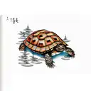 box turtle in a cedar forest tattoo design idea