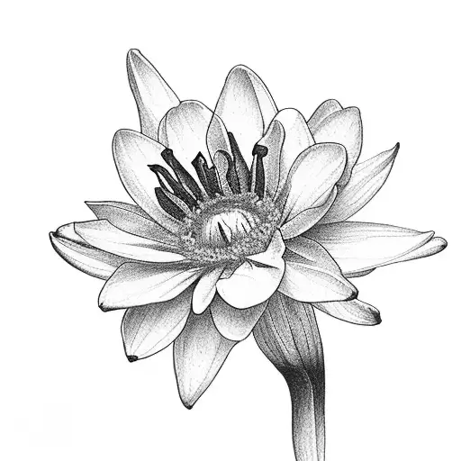 A bunch of 2 violets, a daffodil, a rose, a morning glory, 3 chrysanthemus, a water lily and a Daisy tattoo design idea