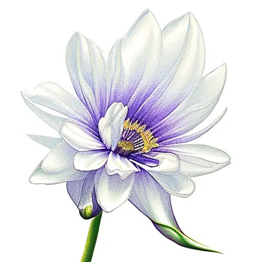 A bunch of 2 violets, a daffodil, a rose, a morning glory, 3 chrysanthemus, a water lily and a Daisy tattoo design idea