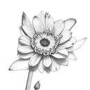 A bunch of 2 violets, a daffodil, a rose, a morning glory, 3 chrysanthemus, a water lily and a Daisy tattoo design idea