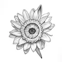 A bunch of 2 violets, a daffodil, a rose, a morning glory, 3 chrysanthemus, a water lily and a Daisy tattoo design idea