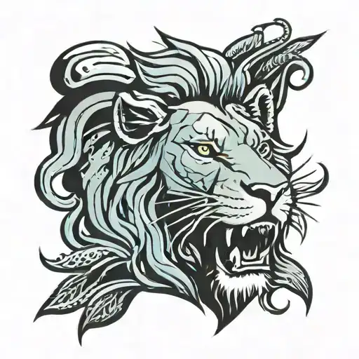 lion sun rays tattoo design idea