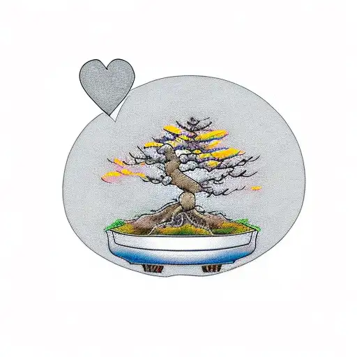 bonsai tree, heart, Iowa hawkeye tattoo design idea