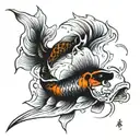 koi fish swiming inside a bite mark tattoo tattoo design idea