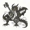 A fire breathing dragon playing an electric guitar tattoo design idea