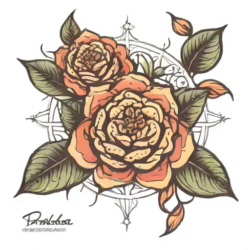 mandala and roses growing tattoo design idea