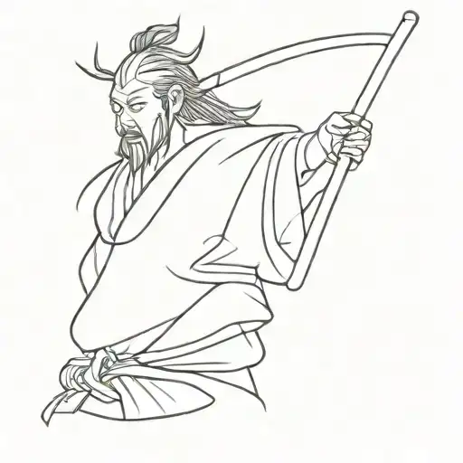 samurai get high by cannabis tattoo design idea