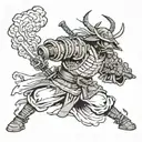 samurai with bazooka rocket tattoo design idea
