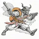 samurai with bazooka rocket tattoo design idea