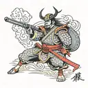 samurai with bazooka rocket tattoo design idea