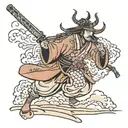 samurai with bazooka rocket tattoo design idea