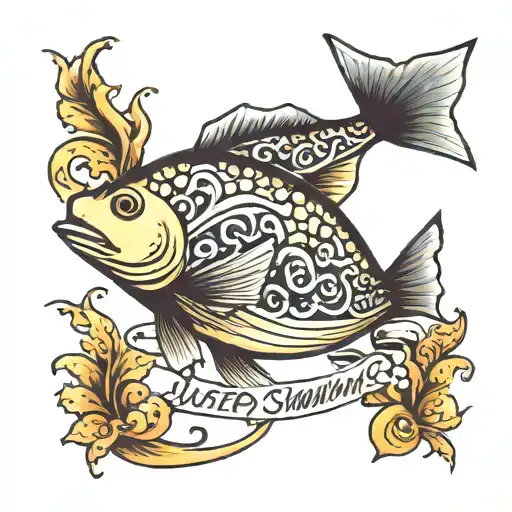 "just keep swimming" words tattoo design idea