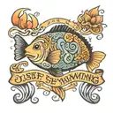 "just keep swimming" words tattoo design idea