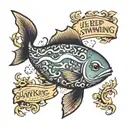 "just keep swimming" words tattoo design idea