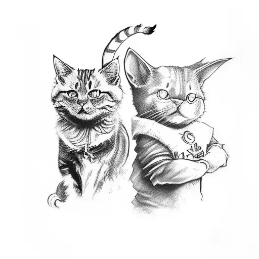 two cats making the dragon ball Z 'fusion' move tattoo design idea