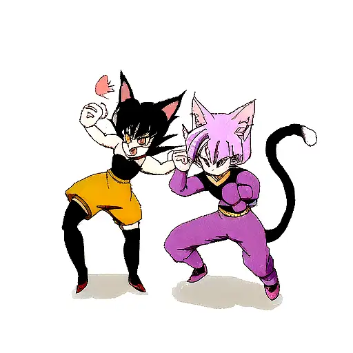 two cats making the dragon ball Z 'fusion' move tattoo design idea