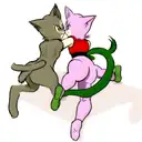 two cats making the dragon ball Z 'fusion' move tattoo design idea