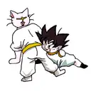 two cats making the dragon ball Z 'fusion' move tattoo design idea