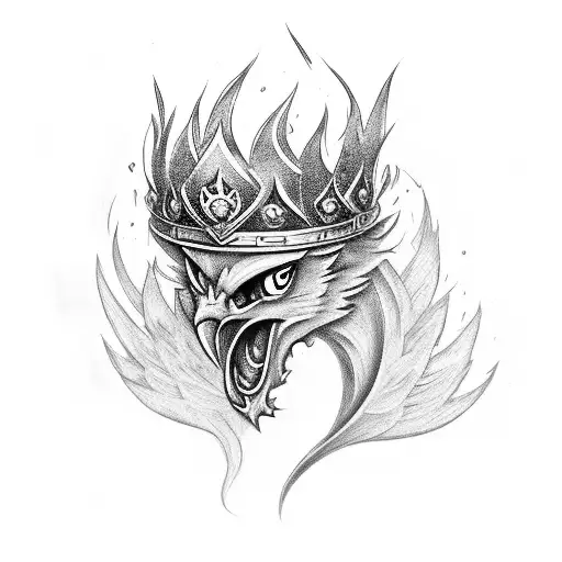 The name Mario with the Phoenix fire texture with a fire crown on the Letter M tattoo design idea