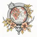 Japanese style with a globe and Roman numerical  tattoo design idea