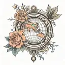 Japanese style with a globe and Roman numerical  tattoo design idea