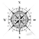 compass with roses and anchor and clock and feather  tattoo design idea
