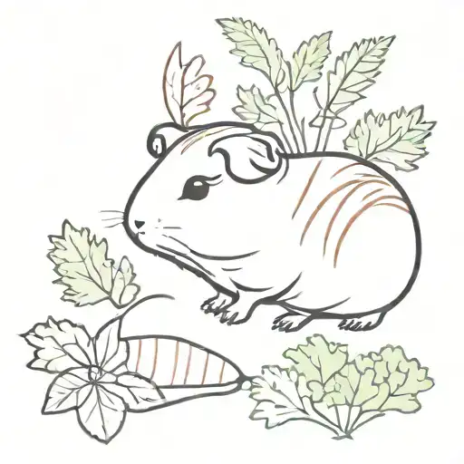 Guinea pig carrots cilantro lettuce tattoo design idea