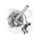 rope acces technician climbing on wind turbine tattoo design idea