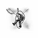 rope acces technician climbing on wind turbine tattoo design idea