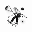 rope acces technician climbing on wind turbine tattoo design idea