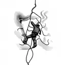 rope acces technician climbing on wind turbine tattoo design idea