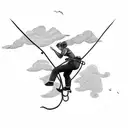 rope acces technician climbing on wind turbine tattoo design idea