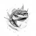 circular barracuda tattoo design idea