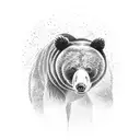Bear walking through wildfire tattoo design idea
