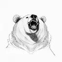 Bear walking through wildfire tattoo design idea