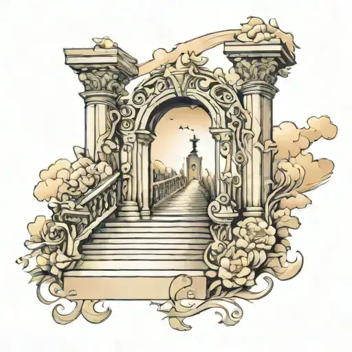 stairs to heaven gates tattoo design idea