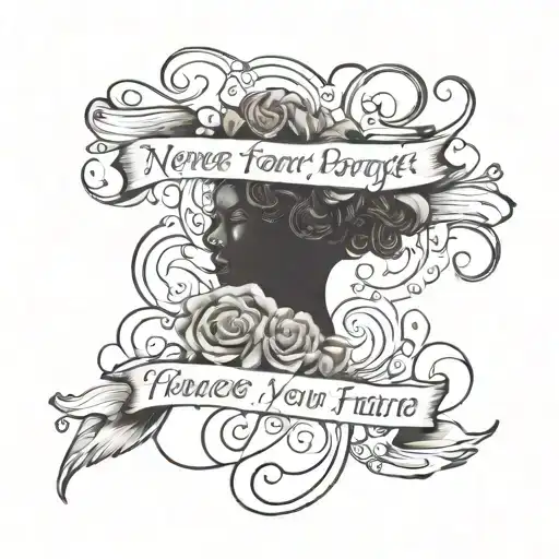 A quote in elegant script font, 'Never Forget Your Past, Embrace Your Future', embodying your belief in learning from history and looking forward tattoo design idea