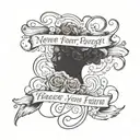A quote in elegant script font, 'Never Forget Your Past, Embrace Your Future', embodying your belief in learning from history and looking forward tattoo design idea