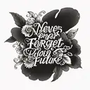 A quote in elegant script font, 'Never Forget Your Past, Embrace Your Future', embodying your belief in learning from history and looking forward tattoo design idea
