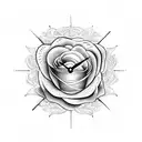 clock with rose and feather  tattoo design idea