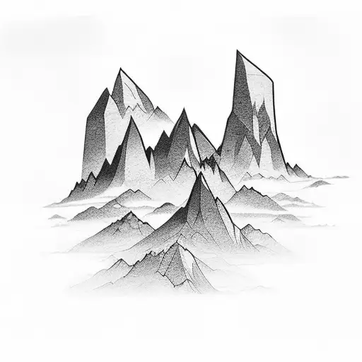 Create Mountain Scene that is fine line work tattoo design idea