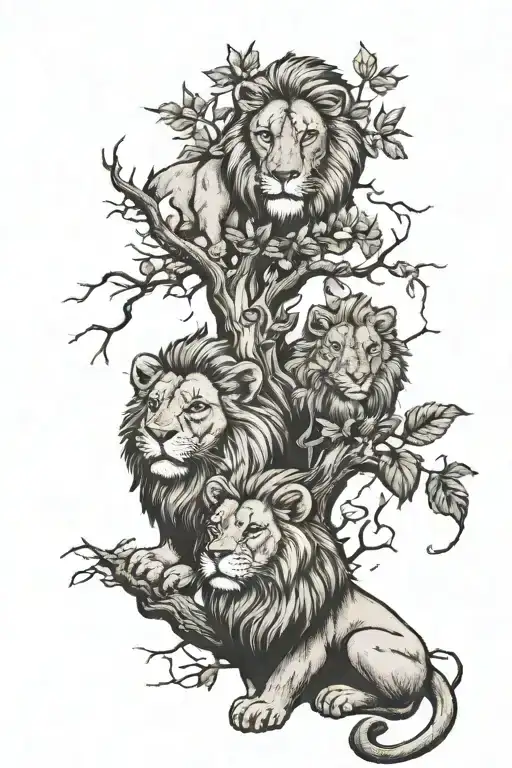 a tattoo for my 2 friends that i consider brothers, a lion and an oak tree  tattoo design idea
