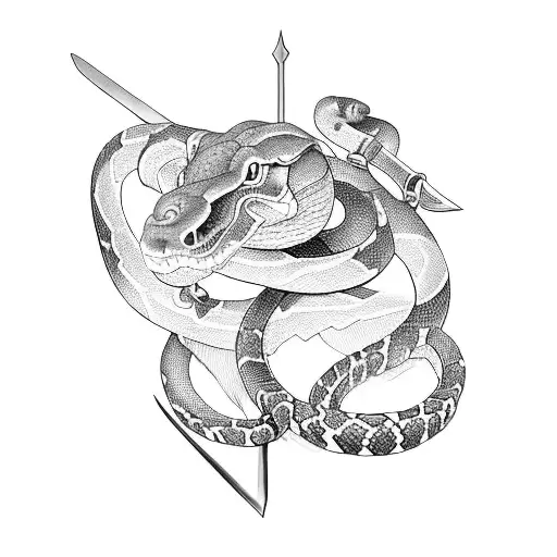 sword with snake wrapped around it tattoo design idea