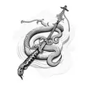 sword with snake on it tattoo design idea