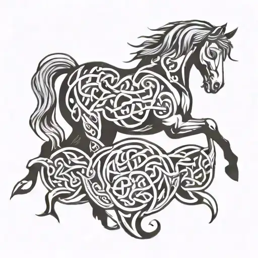 Celtic profile horse with an A and a C tattoo design idea