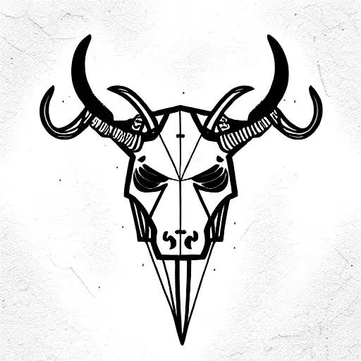 ram skeleton with long horns tattoo design idea