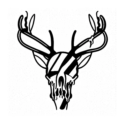 deer skeleton with long horns tattoo design idea