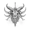ram skeleton with long horns tattoo design idea