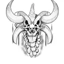 ram skeleton with long horns tattoo design idea