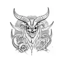 ram skeleton with long horns tattoo design idea